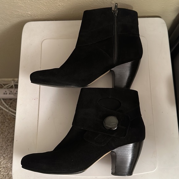 Vaneli Black Suede Ditto Booties with Button - Picture 2 of 7